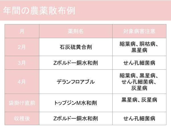 桃の育て方:年間農薬散布